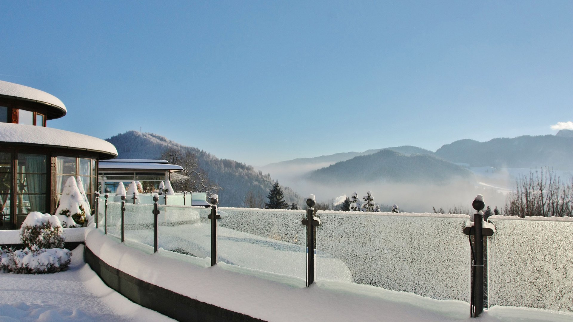 Ausblick von der Terrasse im Winter